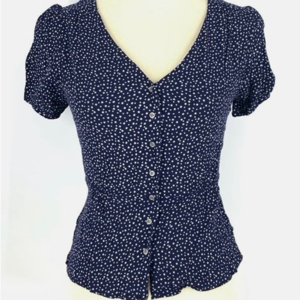 J Crew v neck button blouse with puff sleeves. Women’s medium